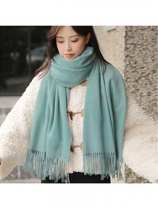 Premium Cashmere Feeling Solid Color Scarf W/ Tassels